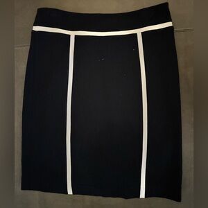 Yoana Baraschi Black Pencil Skirt with silk light gold trim